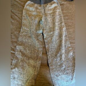 L.L. BEAN 100% LINEN Women's Premium Washable Pull-On Pants‎ Sz 16p chambray